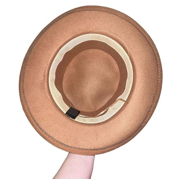 BOUJI BEE Brown Hat W/ Faux Leather Wrap & Side Detail One Size - Picture 3 of 7